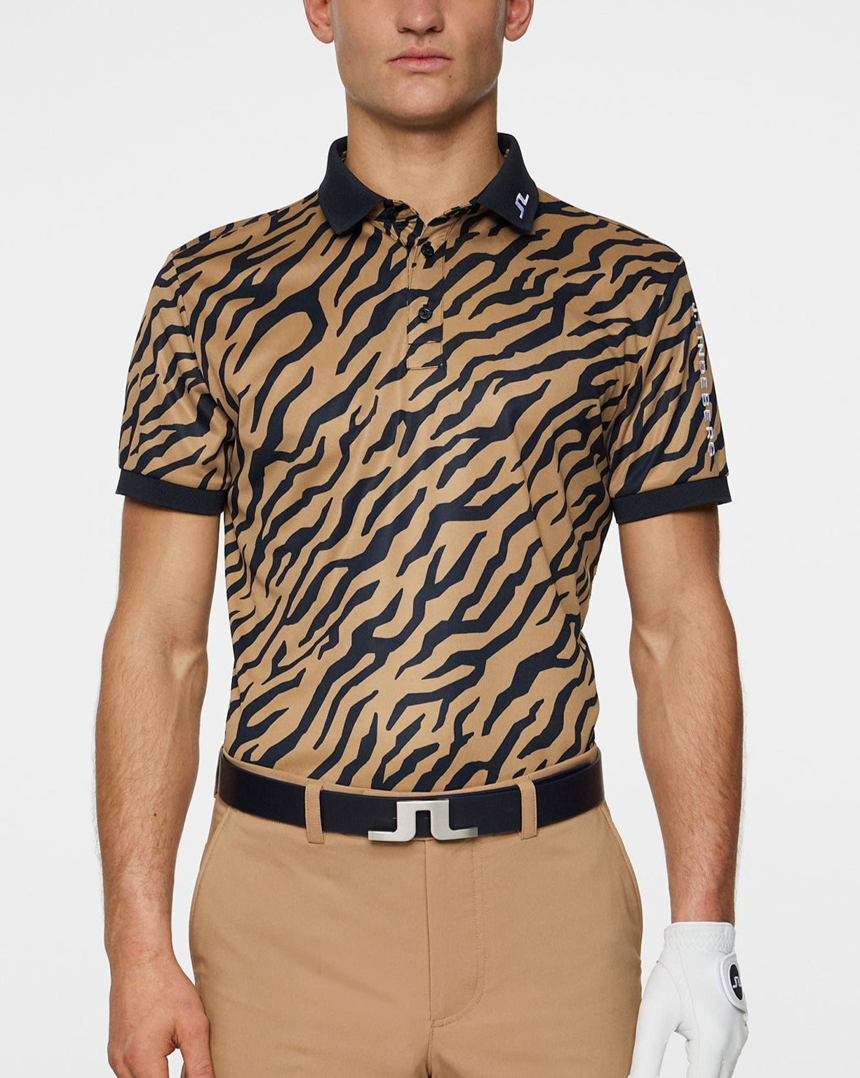 Tour Tech Print Golf Pikétröja - Tiger Brown
