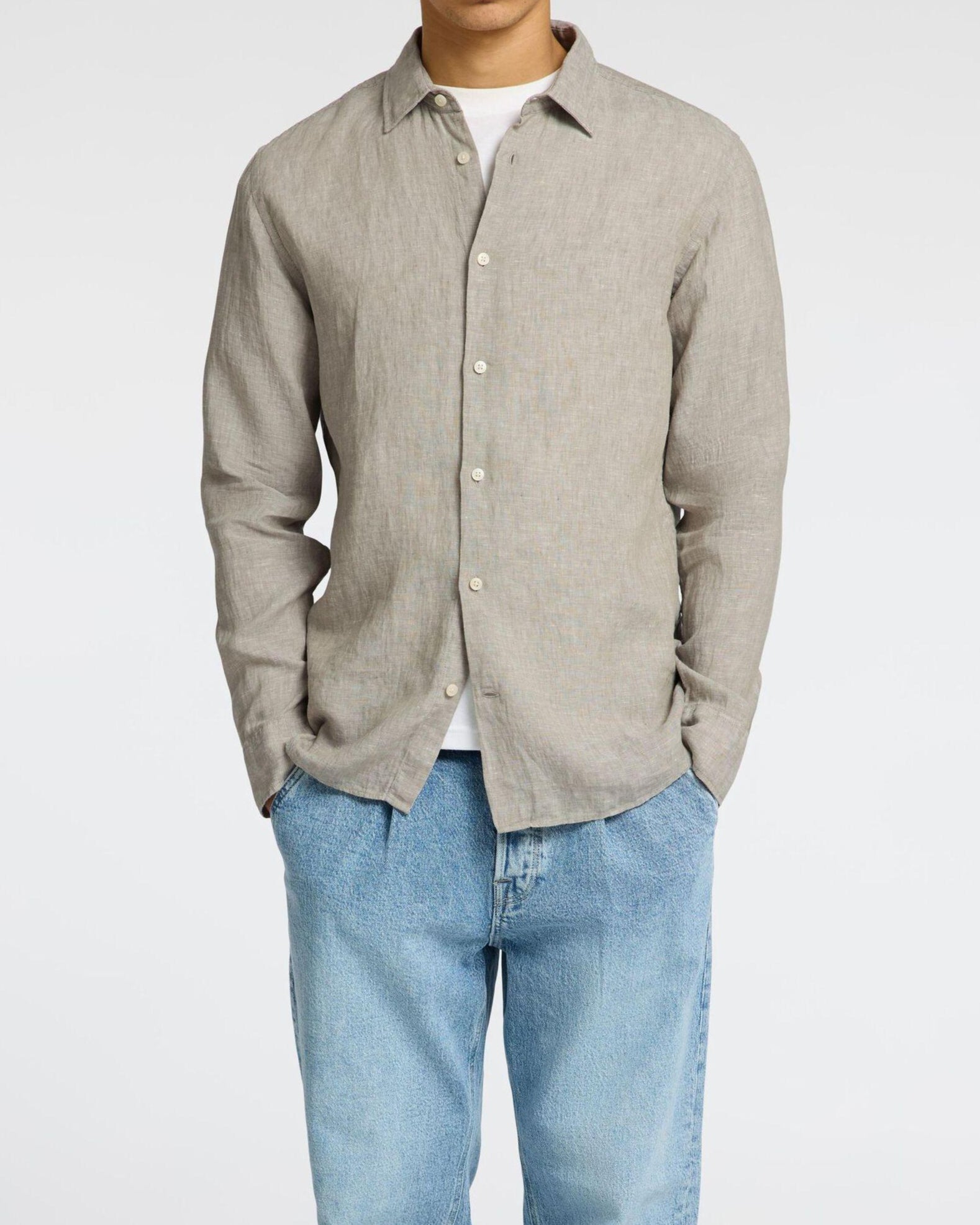 Reg Kylian Linen Skjorta - Vetiver