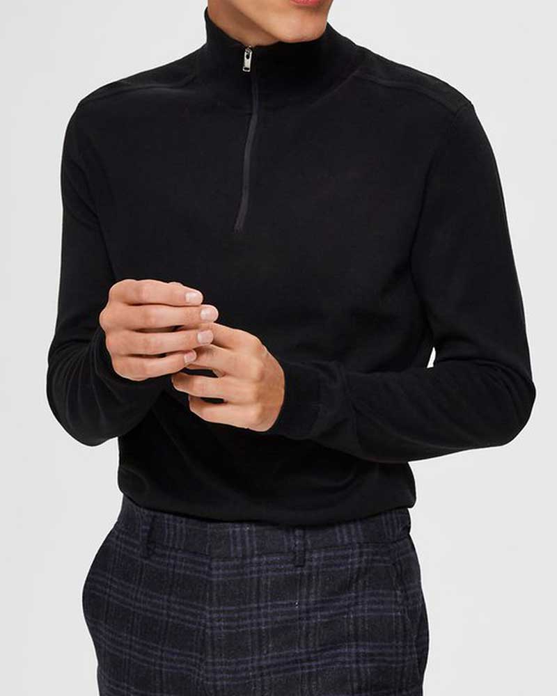 Pima Half Zip Tröja - Svart