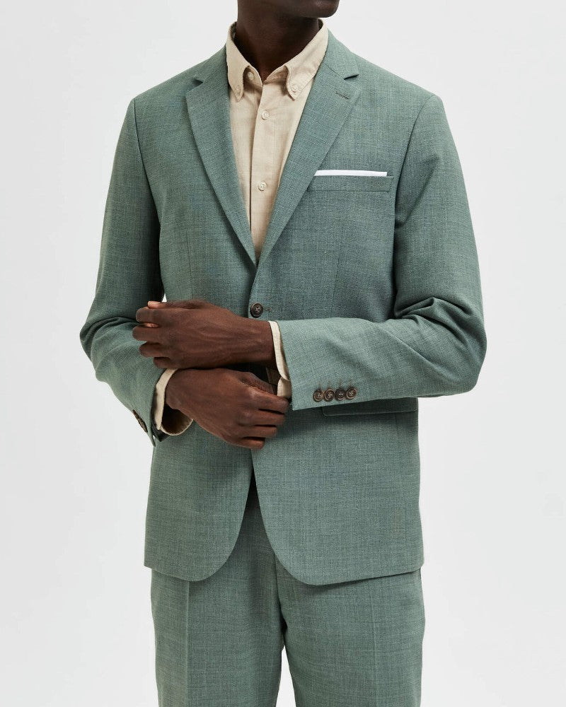 Slim Oasis Linen Kavaj - Light Green Melange