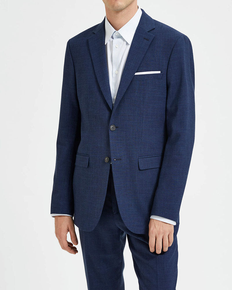 Slim Oasis Linen Kavaj - Dark Navy