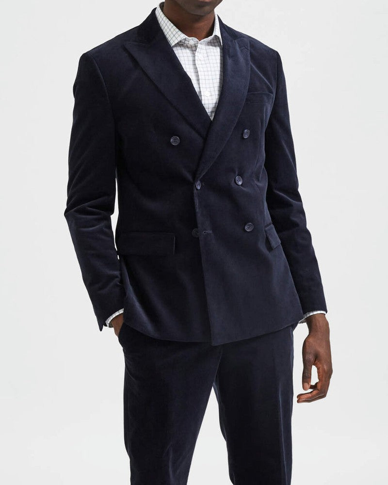 Oakland Cord Dubbelknäppt Kavaj - Navy Blazer