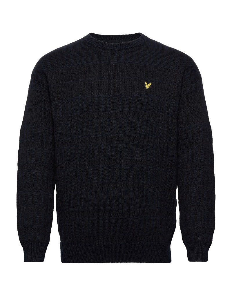 Grid Knit Crew Tröja - Svart