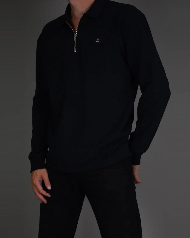 Patch Polo Sweatshirt - Svart