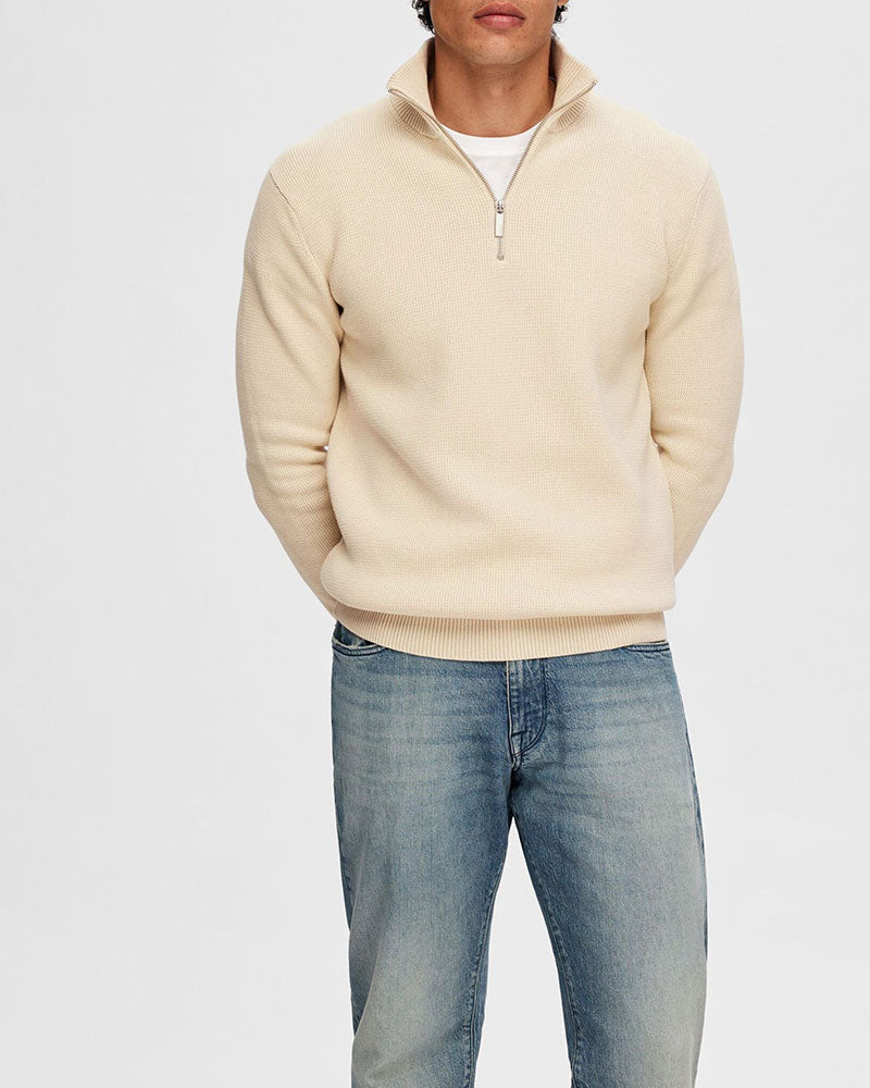 Dane Structure Half Zip Tröja - Oatmeal