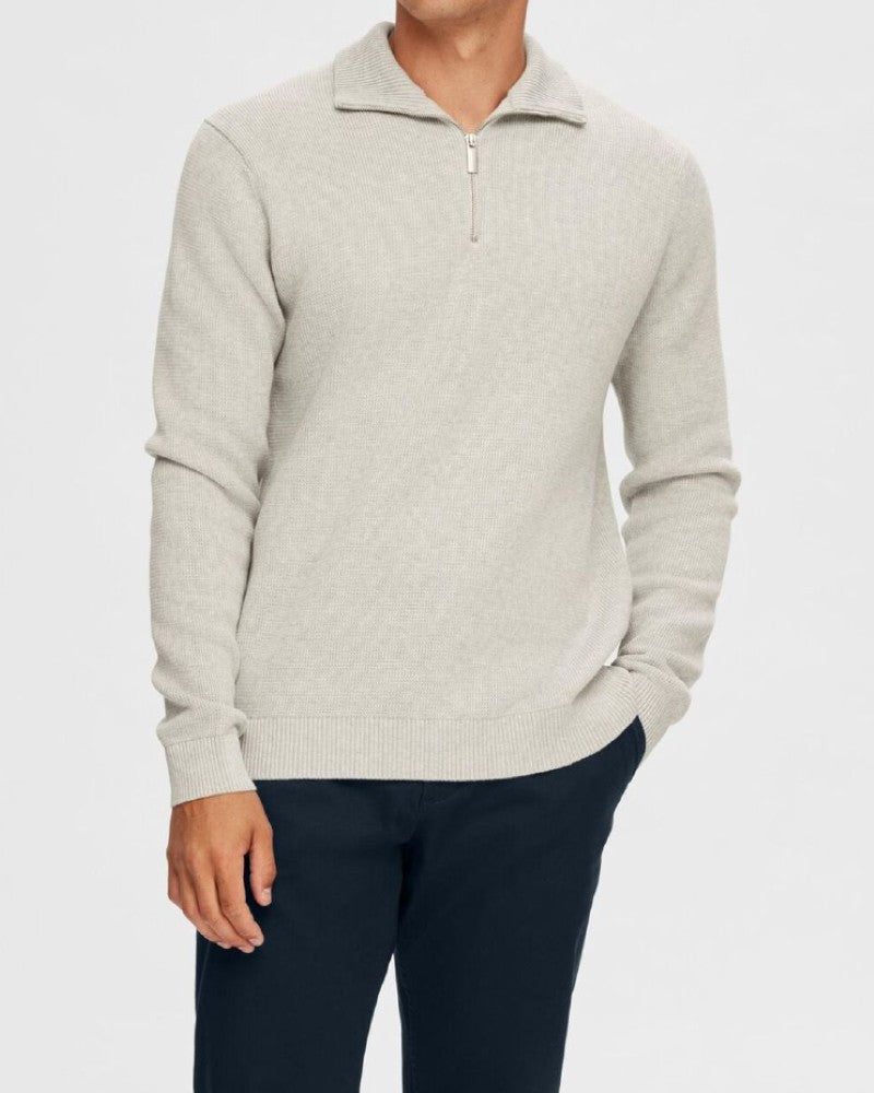 Dane Structure Half Zip Tröja - Light Grey Melange