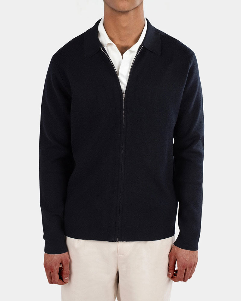 Colby Knitted Full Zip Tröja - Svart