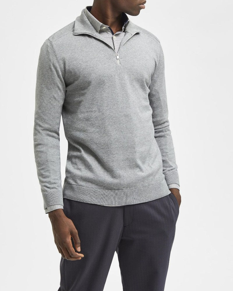 Berg Half Zip Cardigan Tröja - Medium Grey Melange