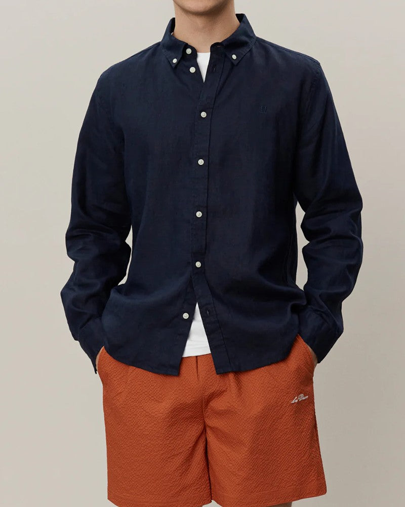 Kristian Linen BD Skjorta - Dark Navy