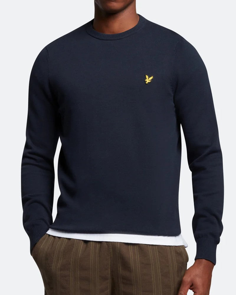 Cotton Crew Neck Jumper Tröja - Dark Navy