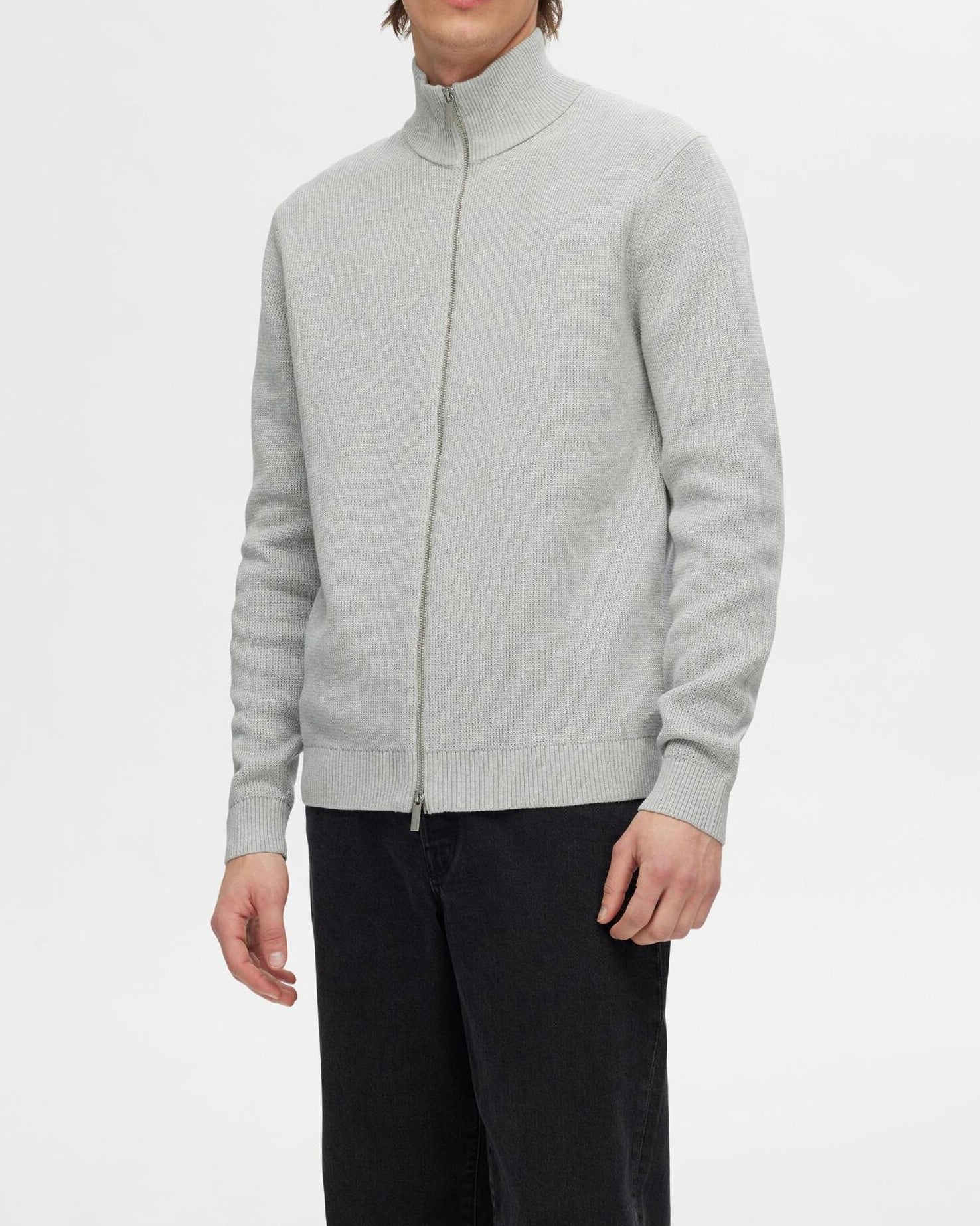 Dane Structure Full Zip Tröja - Light Grey Melange