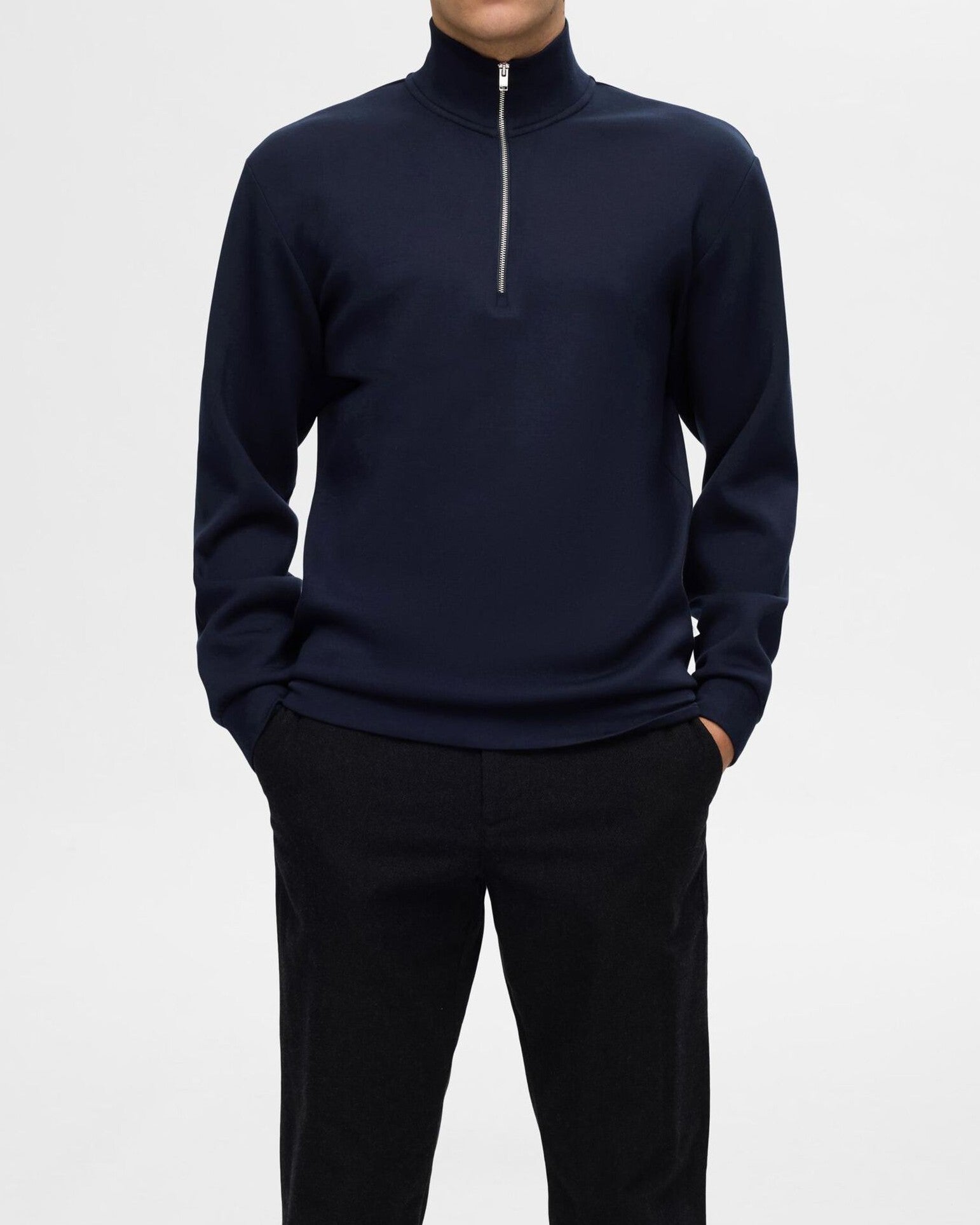 Emanuel Soft Zip High Neck Tröja - Sky Captain
