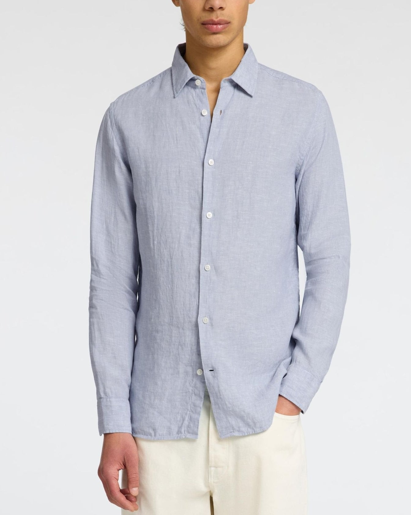 Kylian Linen Skjorta - Blue Fog