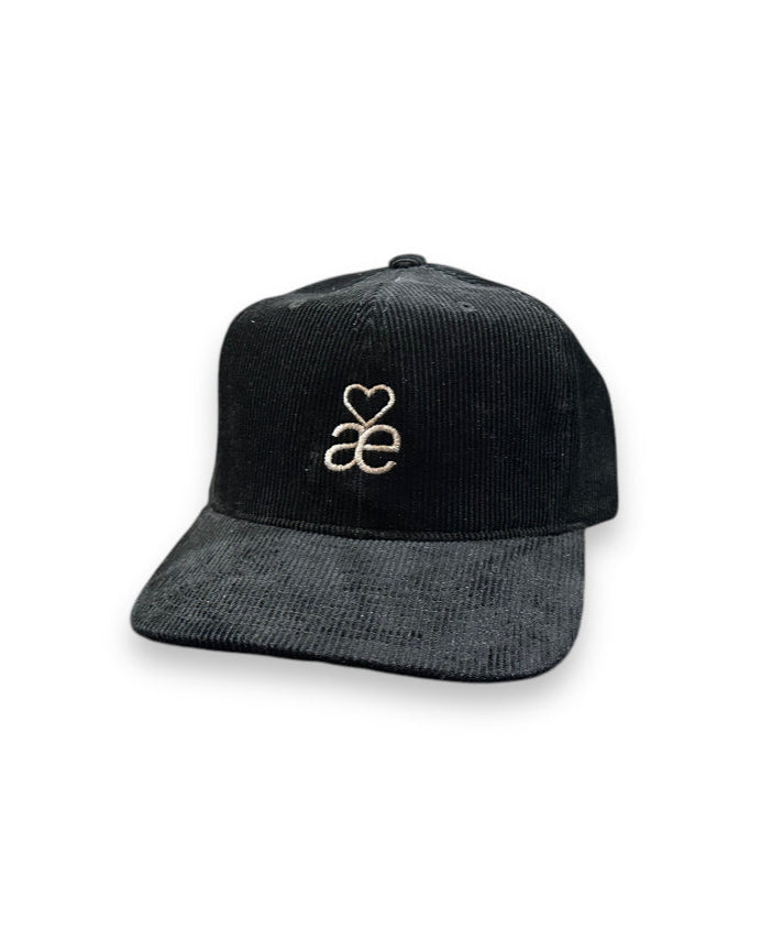 Aavec Heart Logo Corduroy Leather Strap Keps - Svart