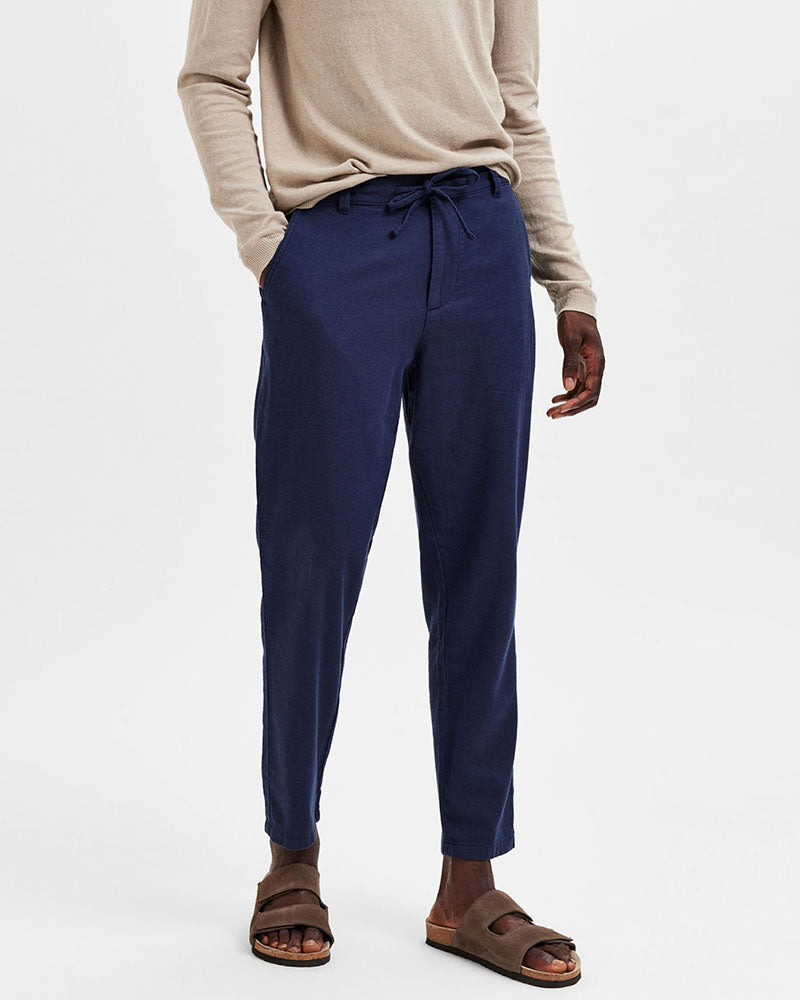 Brody Linen Byxor - Dark Sapphire