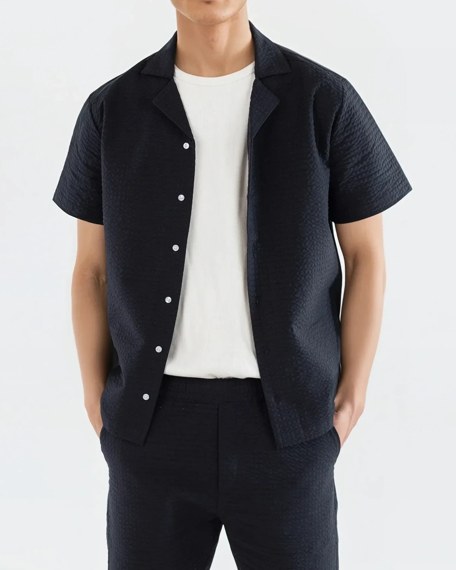 Brody Seersucker Skjorta - Dark Navy