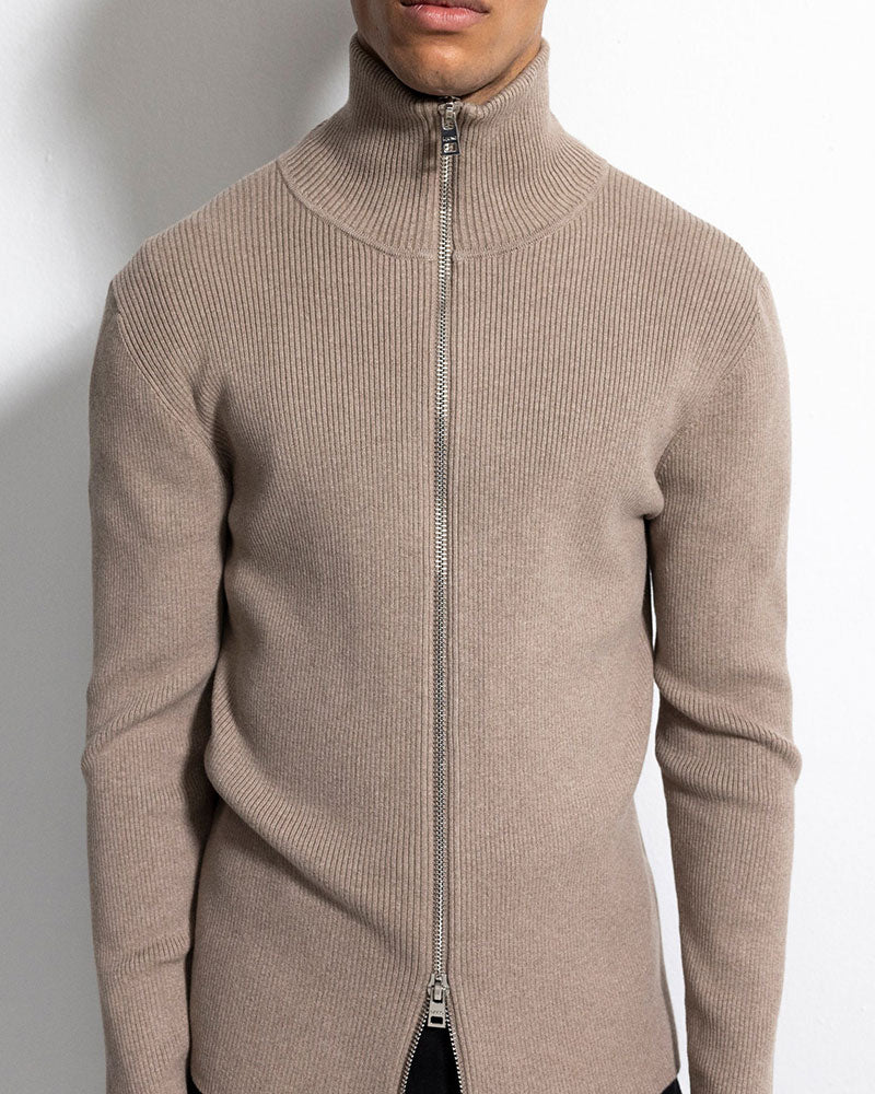 Cardigan Rib Zip - Nature Melange