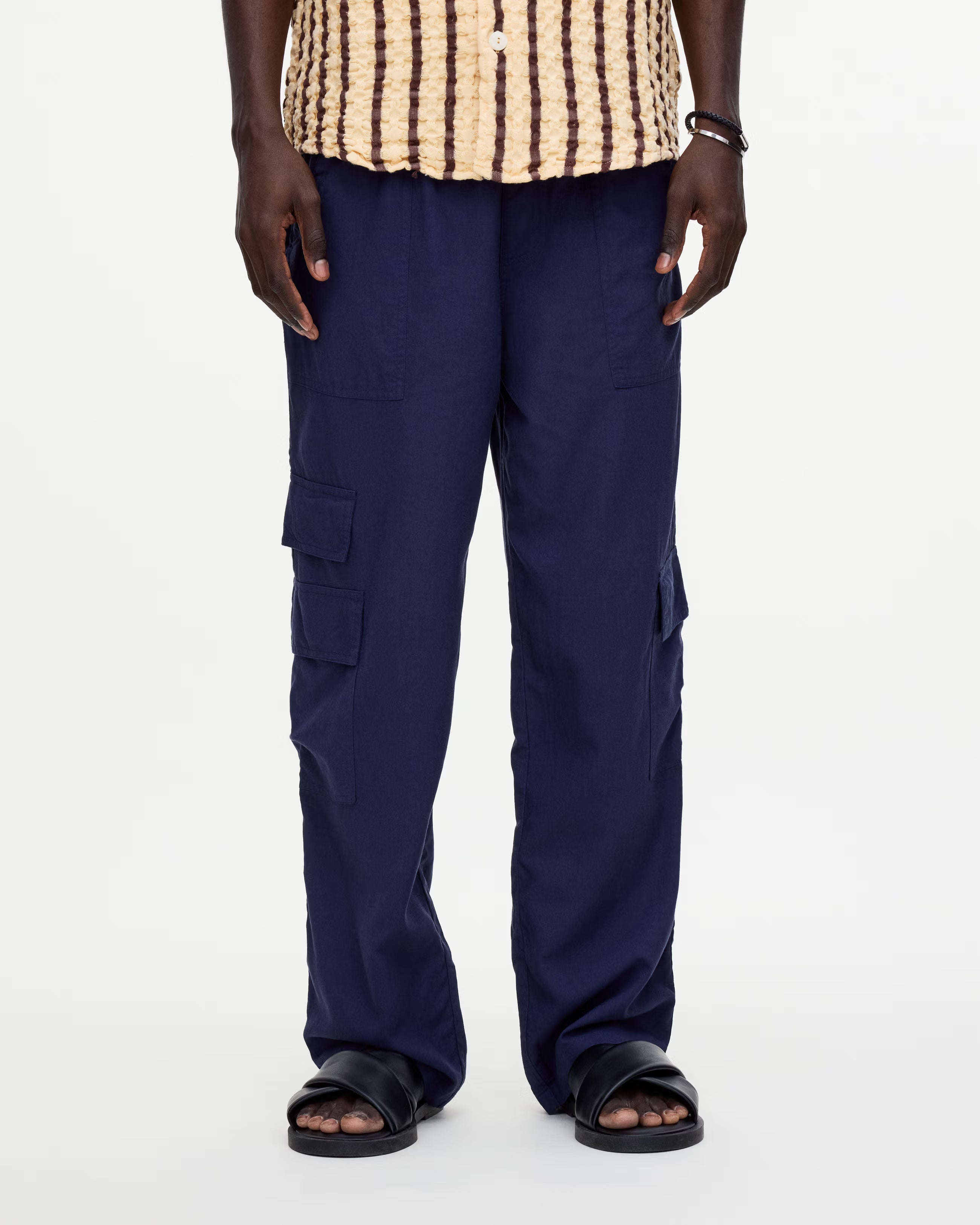 Cargo Linen Byxor - Navy