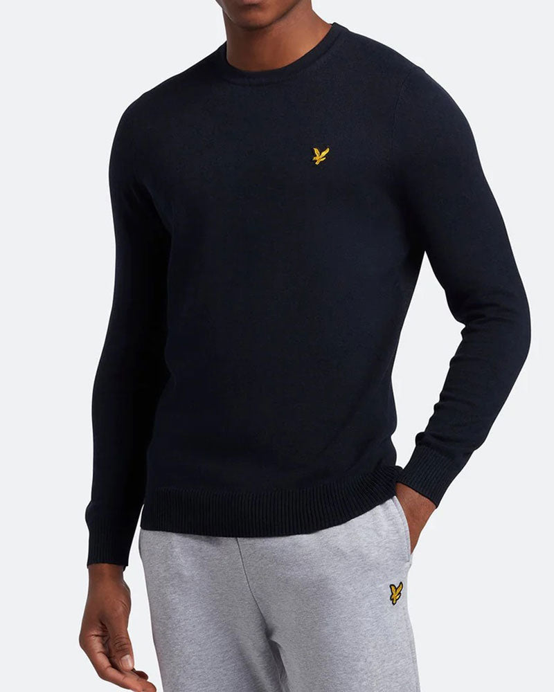 Cotton Merino Crew Tröja - Dark Navy