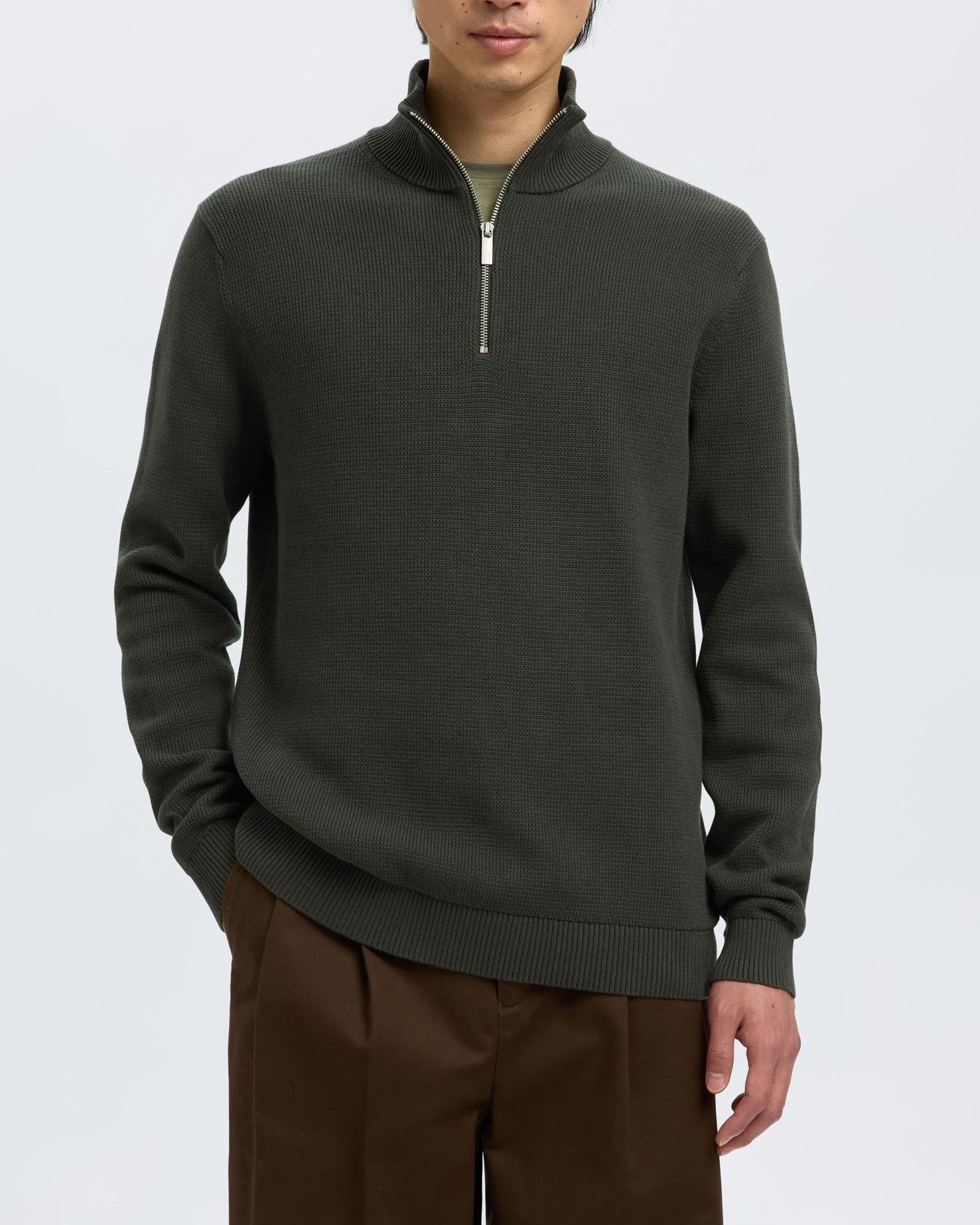 Dane Structure Half Zip Tröja - Deep Forest