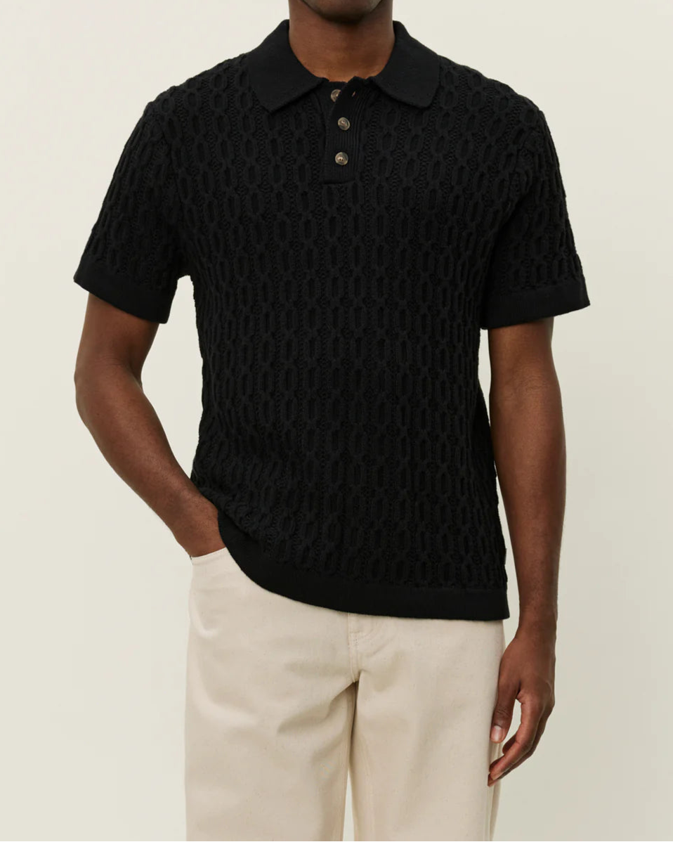 Garrett Knitted Polo Pikétröja - Svart