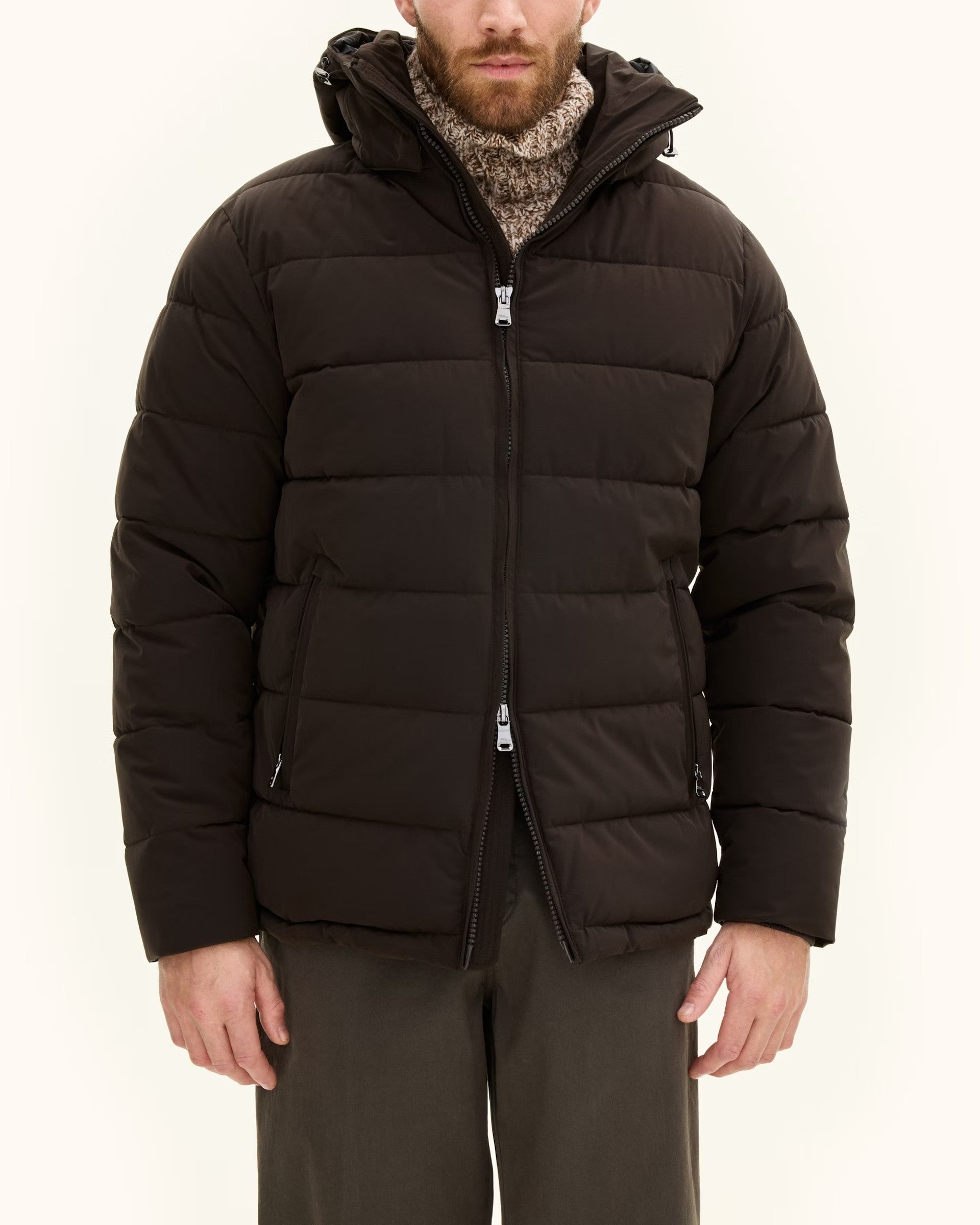 Hooded Puffer Jacka - Terra Brown