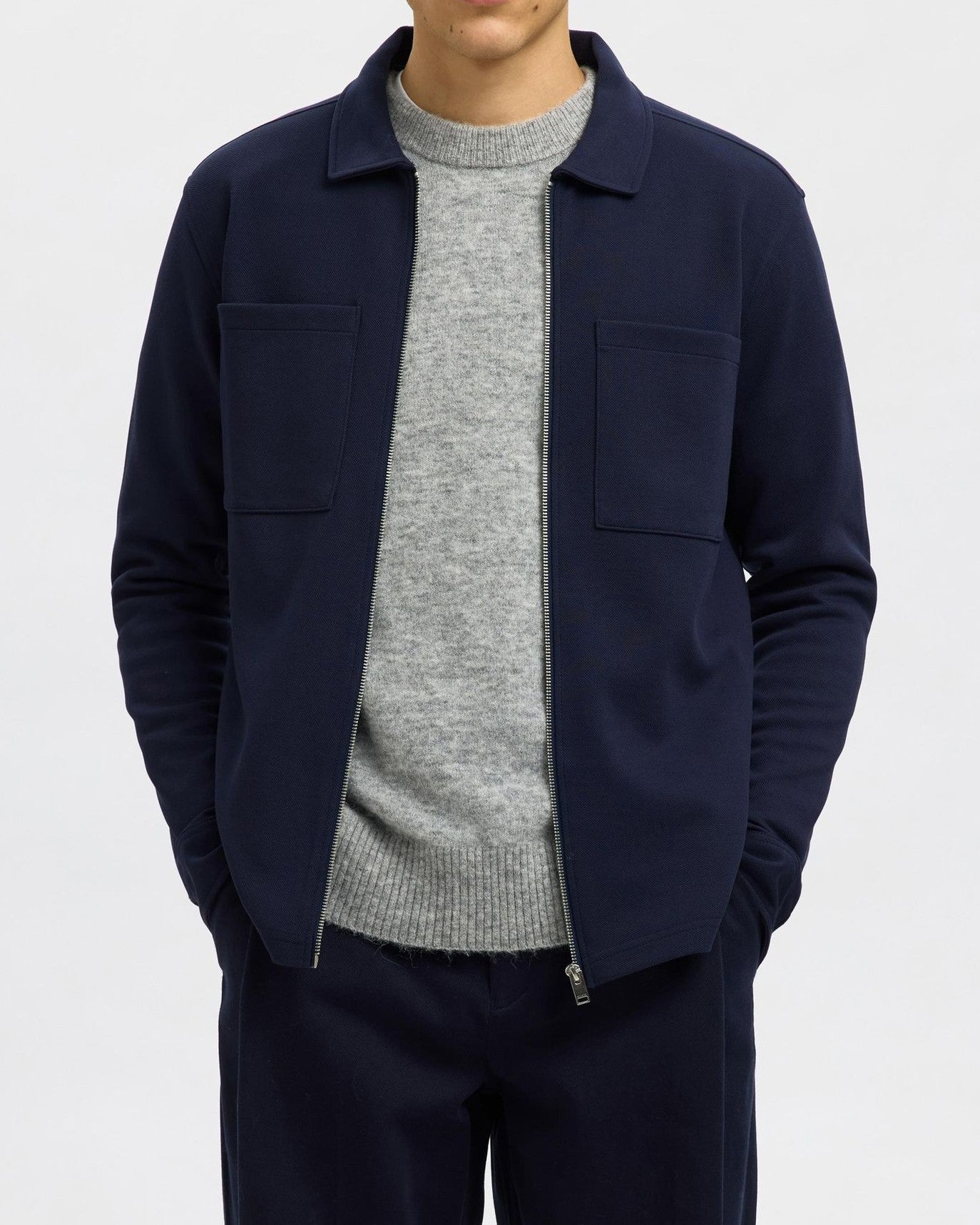 Jackie Sweat Zip Överskjorta - Navy Blazer