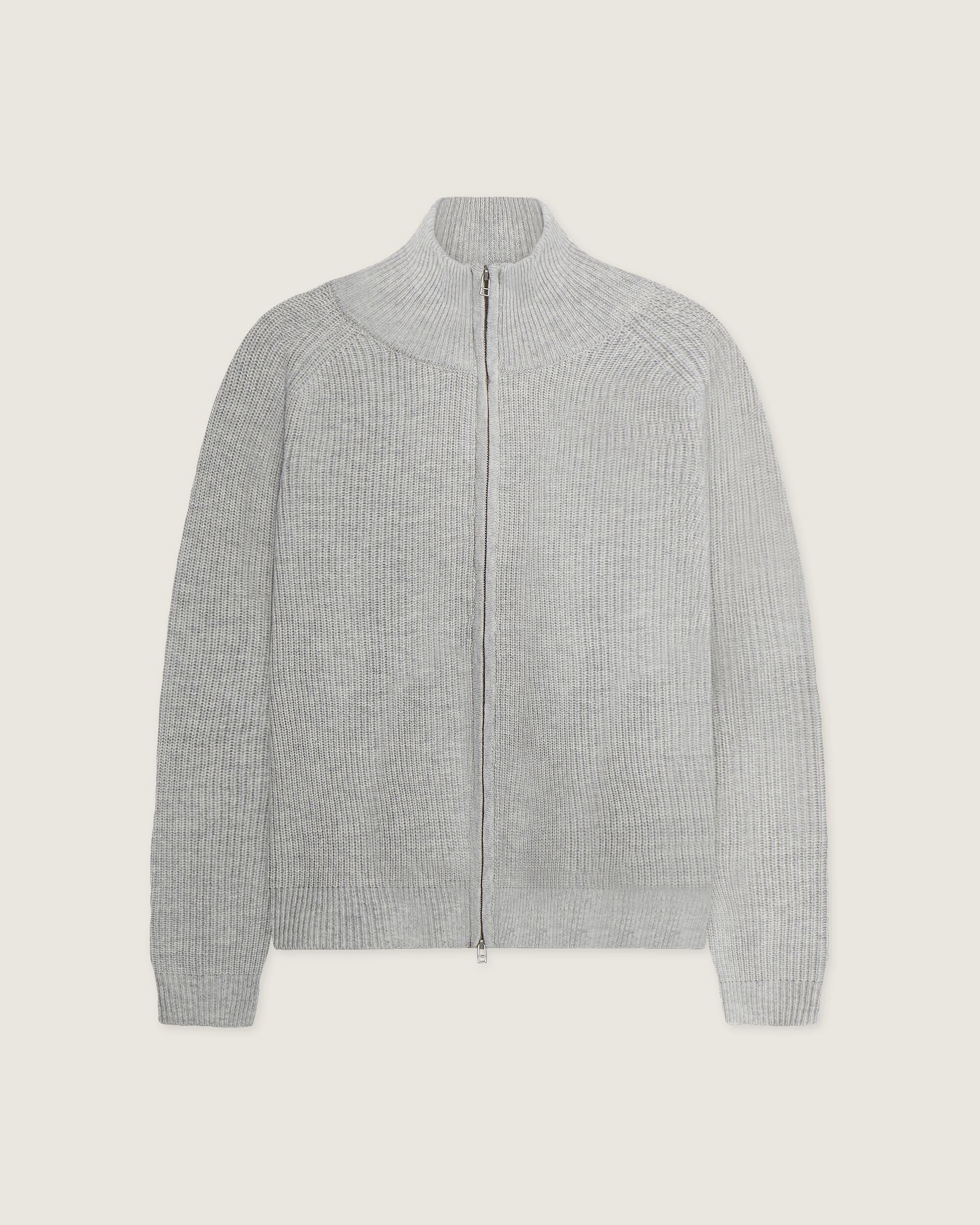 Jass Wool Zip Tröja - Grey Melange