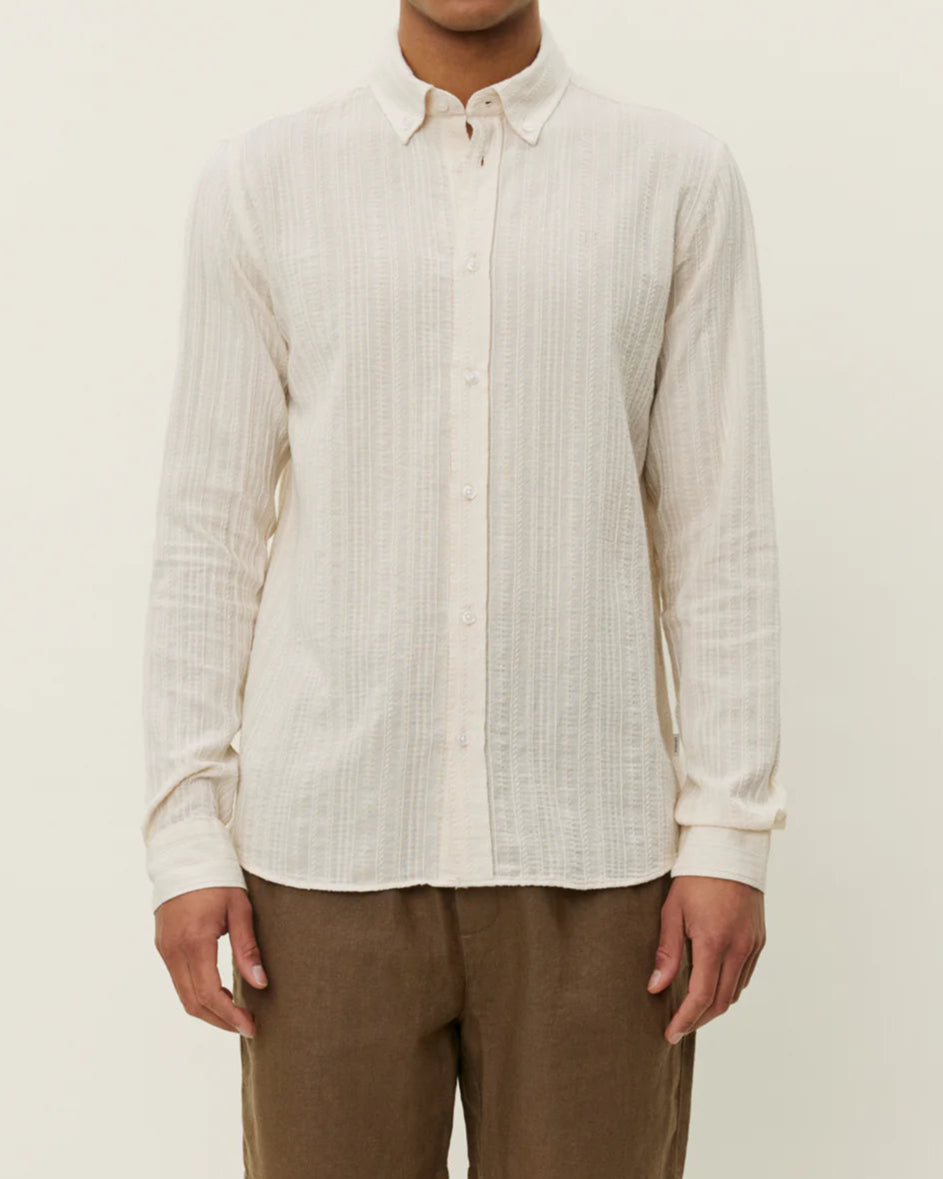 Konrad Stripe Structure Skjorta - Ivory