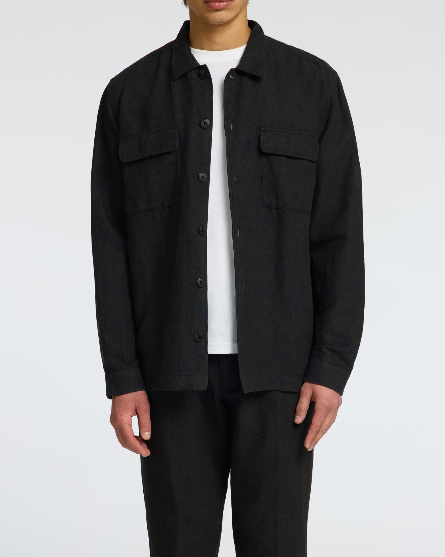 Leroy Linen Blend Overshirt - Svart