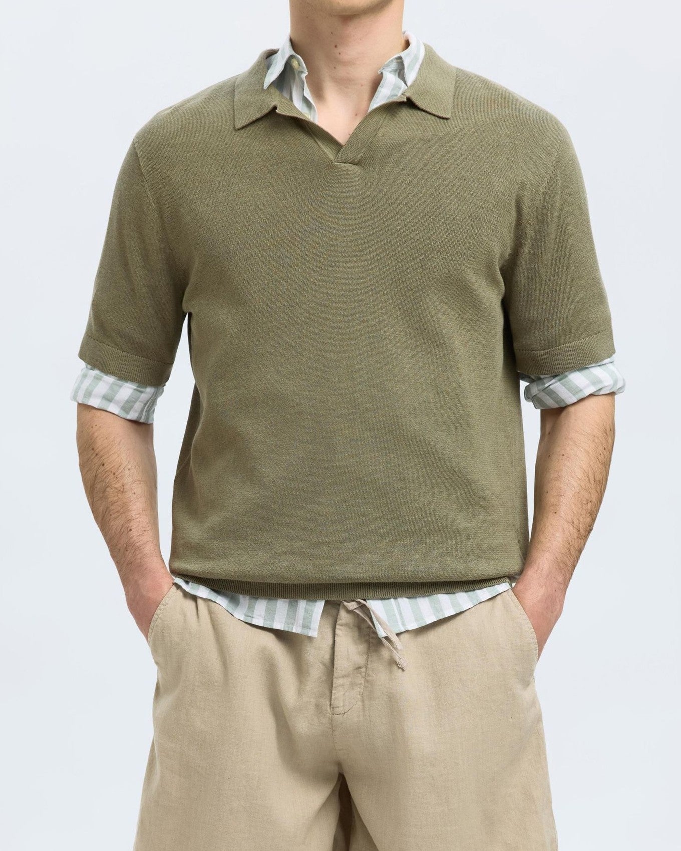 Mattis Linen Blend Pikétröja - Vetiver