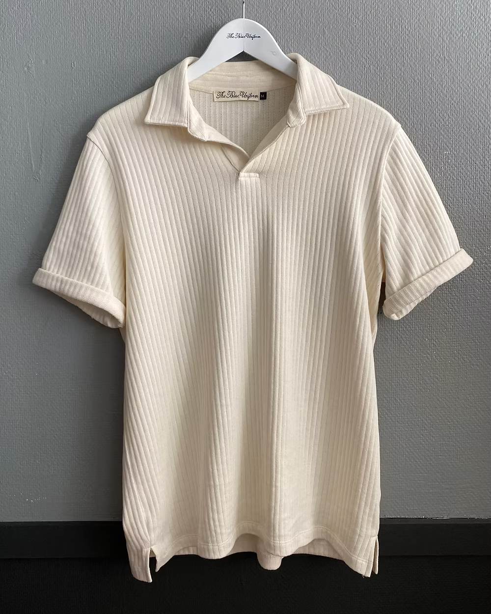 Polo Ribbed Pikétröja - Natural