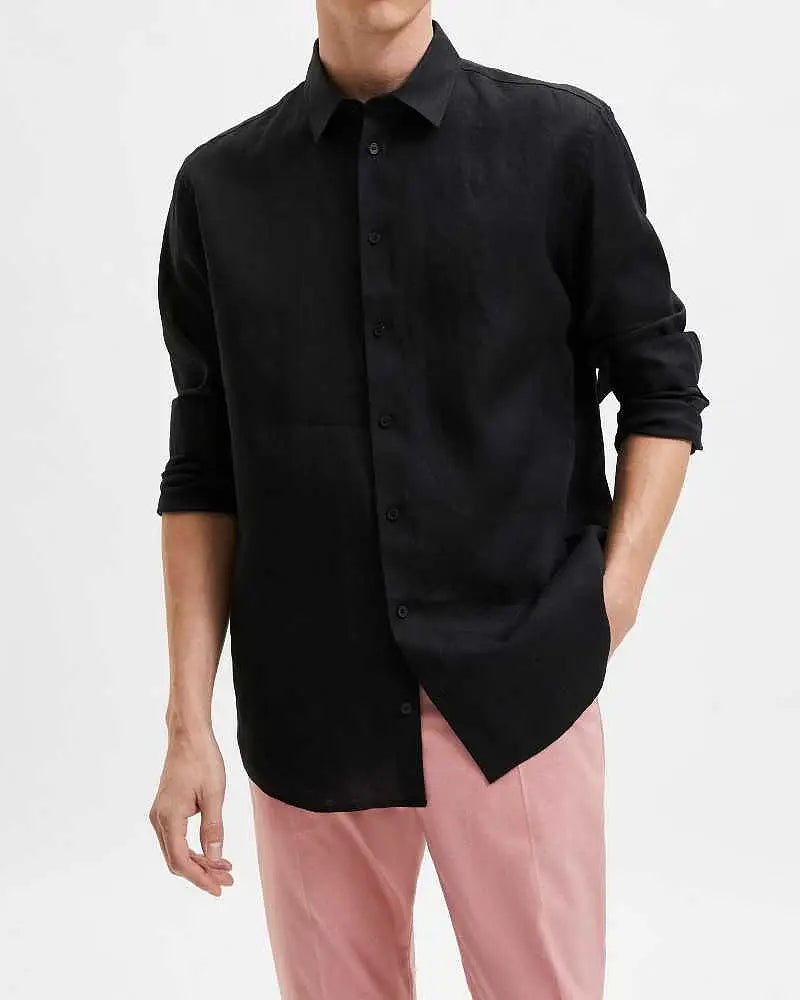 Reg Kylian Linen Skjorta - Svart
