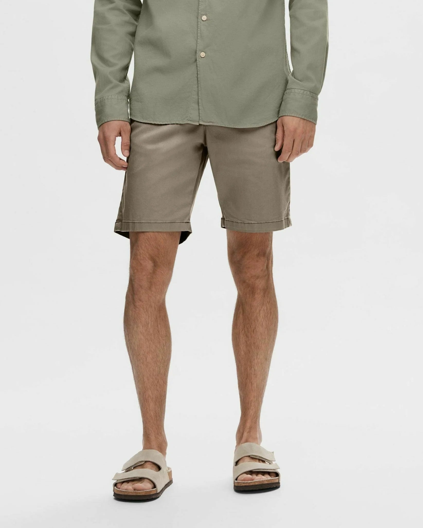Miles Slim Flex Shorts - Greige