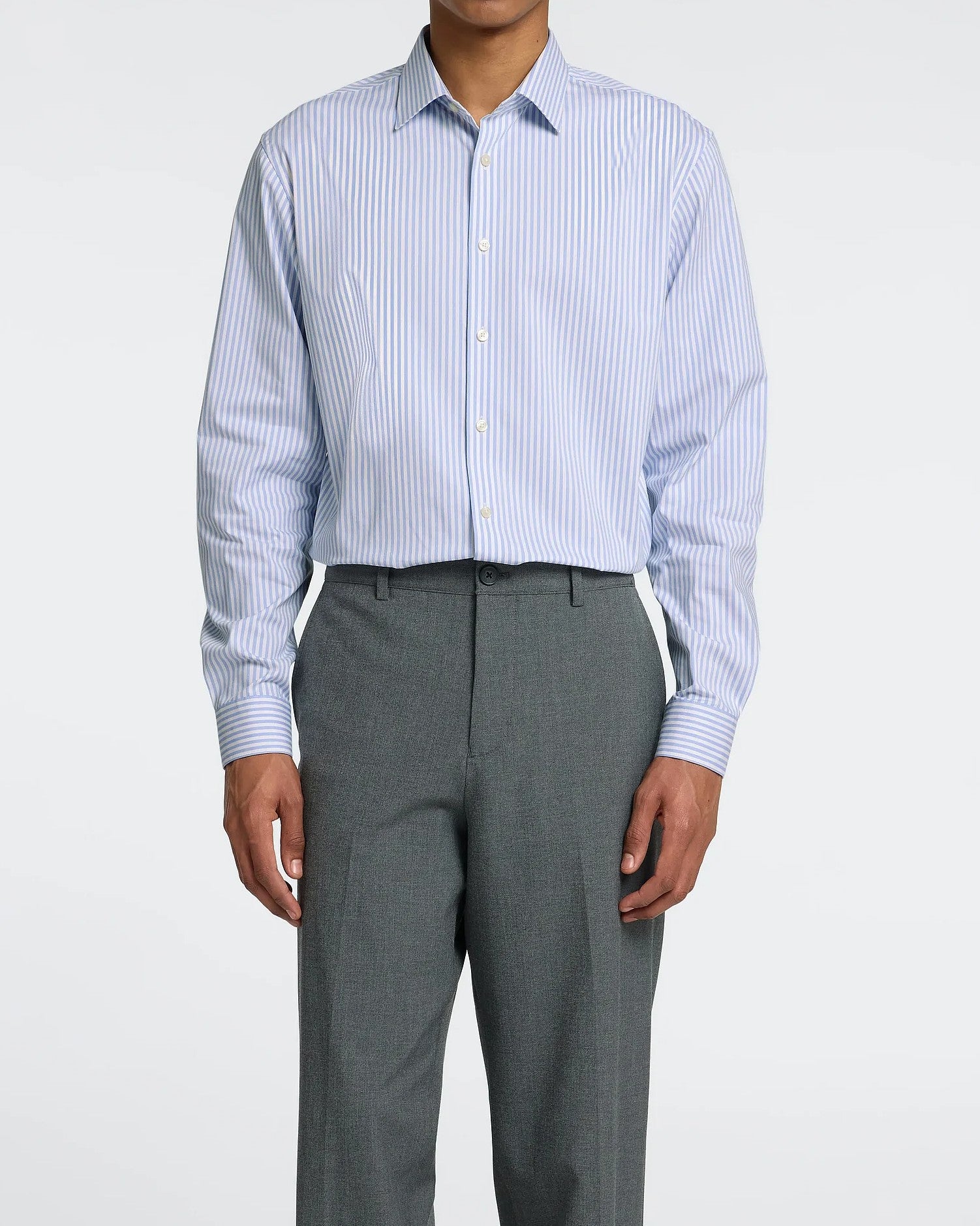 Slim Performance Stripes Skjorta - Light Blue