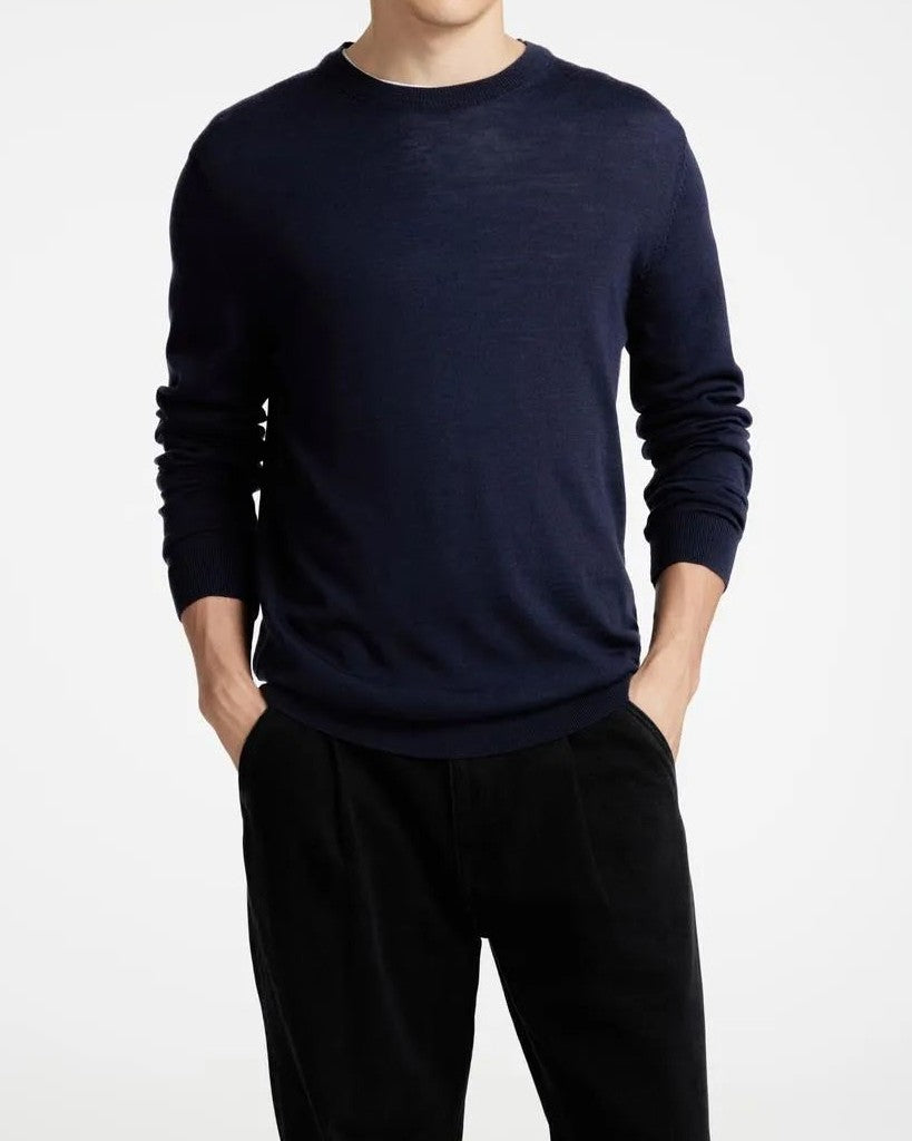 Tray Knit Merino Crew Tröja - Navy Blazer