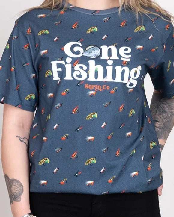 Gone Fishing Laxflugor T-Shirt