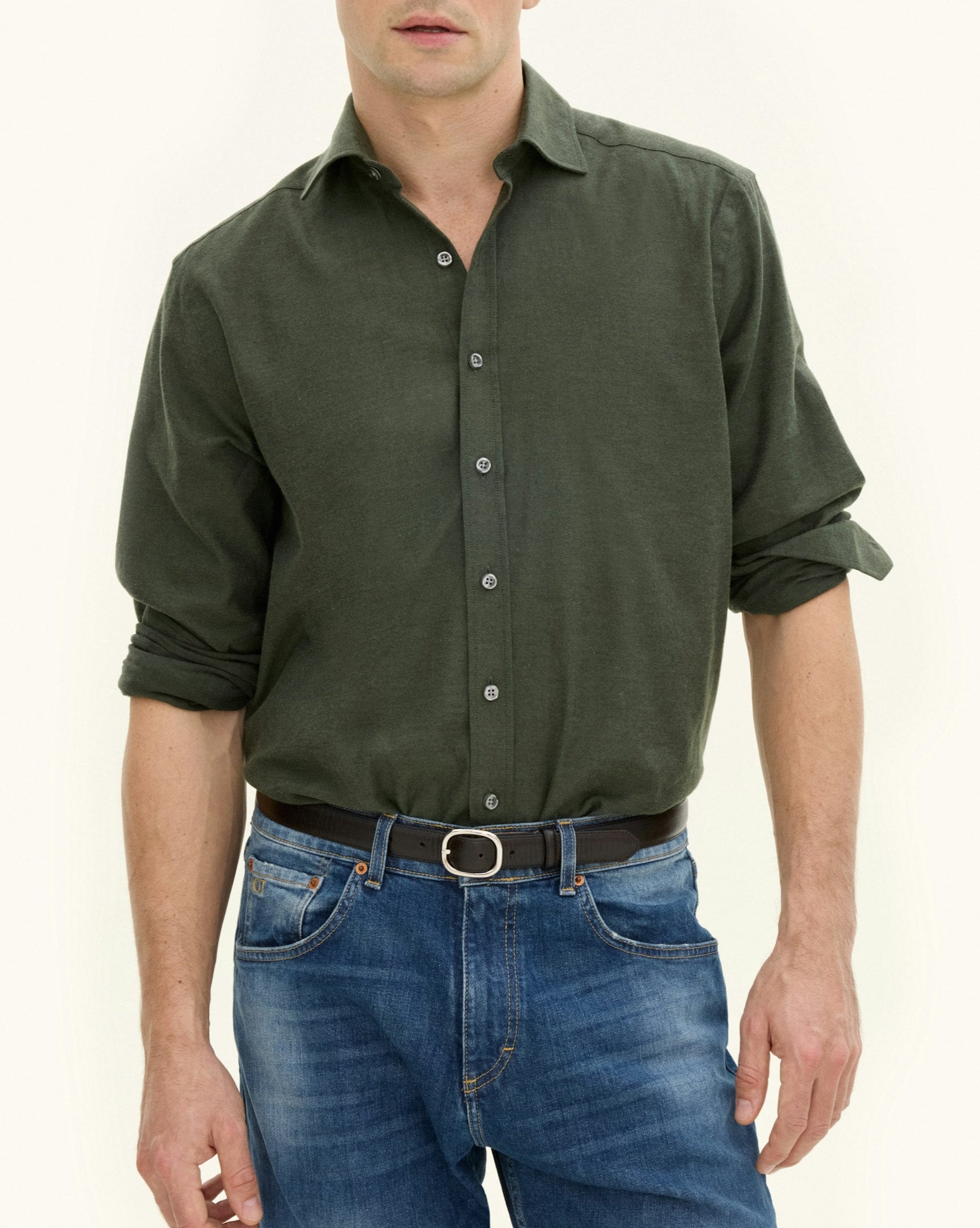 Cut Away Brushed Flann Skjorta