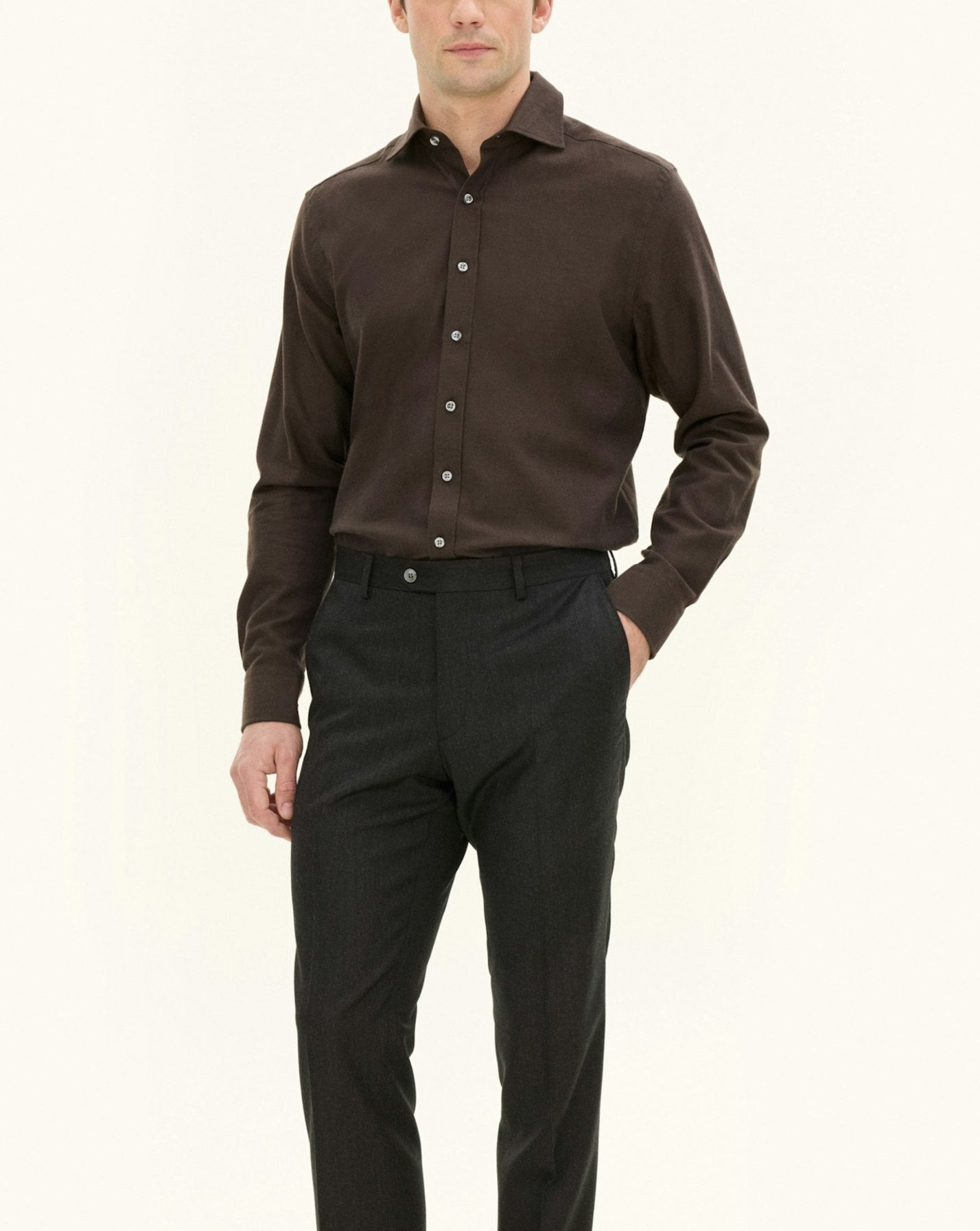 Cut Away Brushed Flann Skjorta