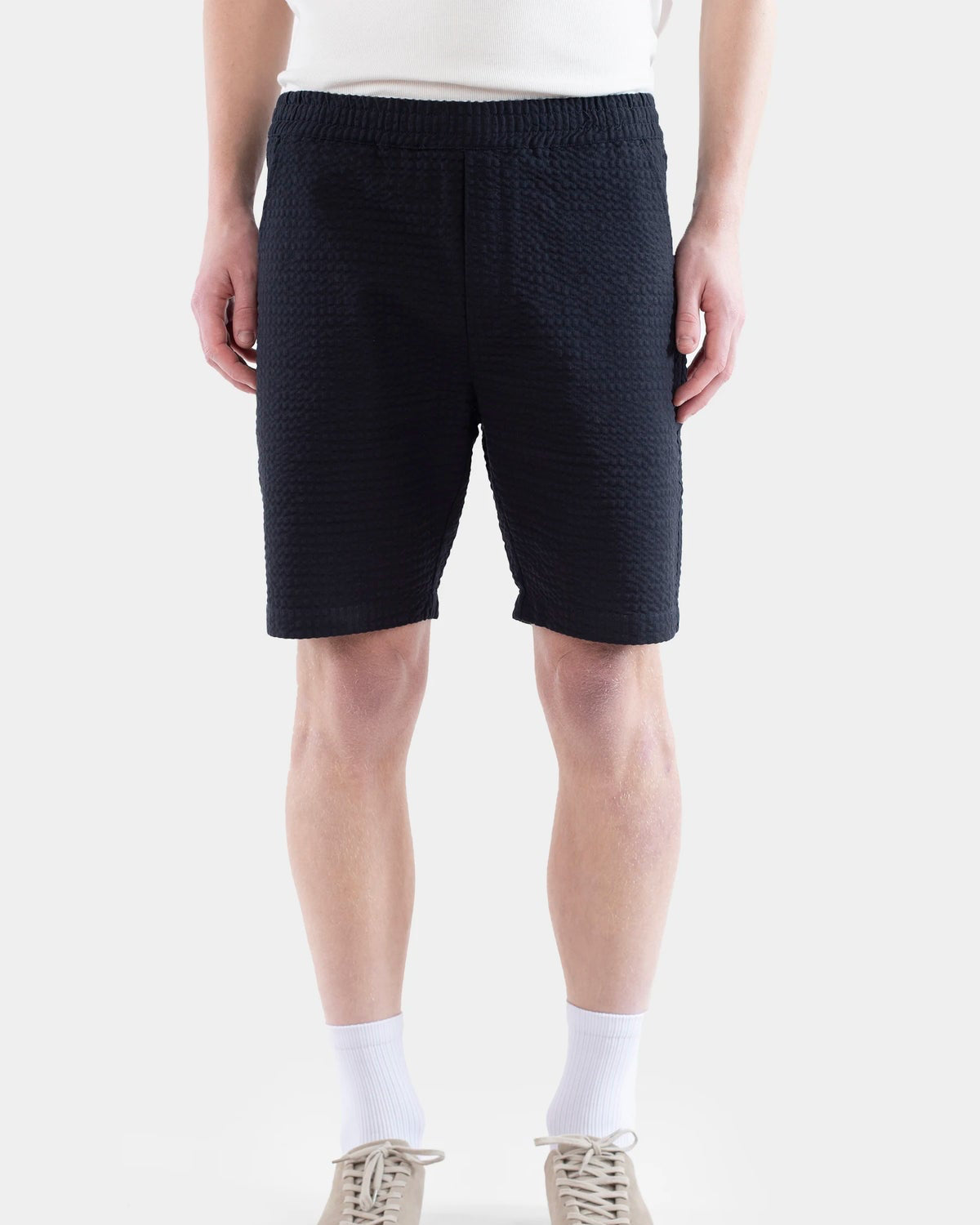 Mian Seersucker Shorts - Dark Navy