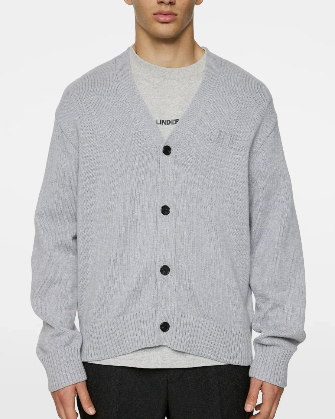 Eddy Wool Blend Cardigan - Light Grey Melange