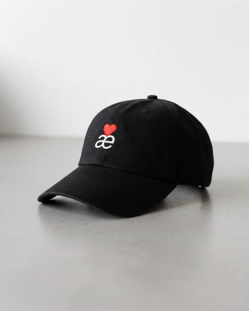 Aavec Heart Logo Dad Cap Leather Strap Keps - Svart