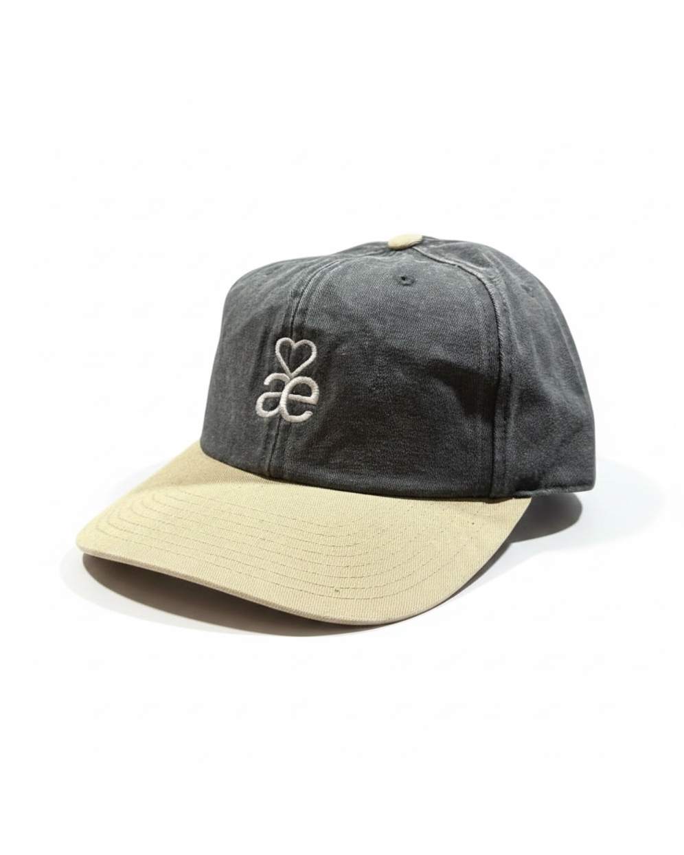 Aavec Heart Logo Leather Strap Washed Keps - Grå/Tan
