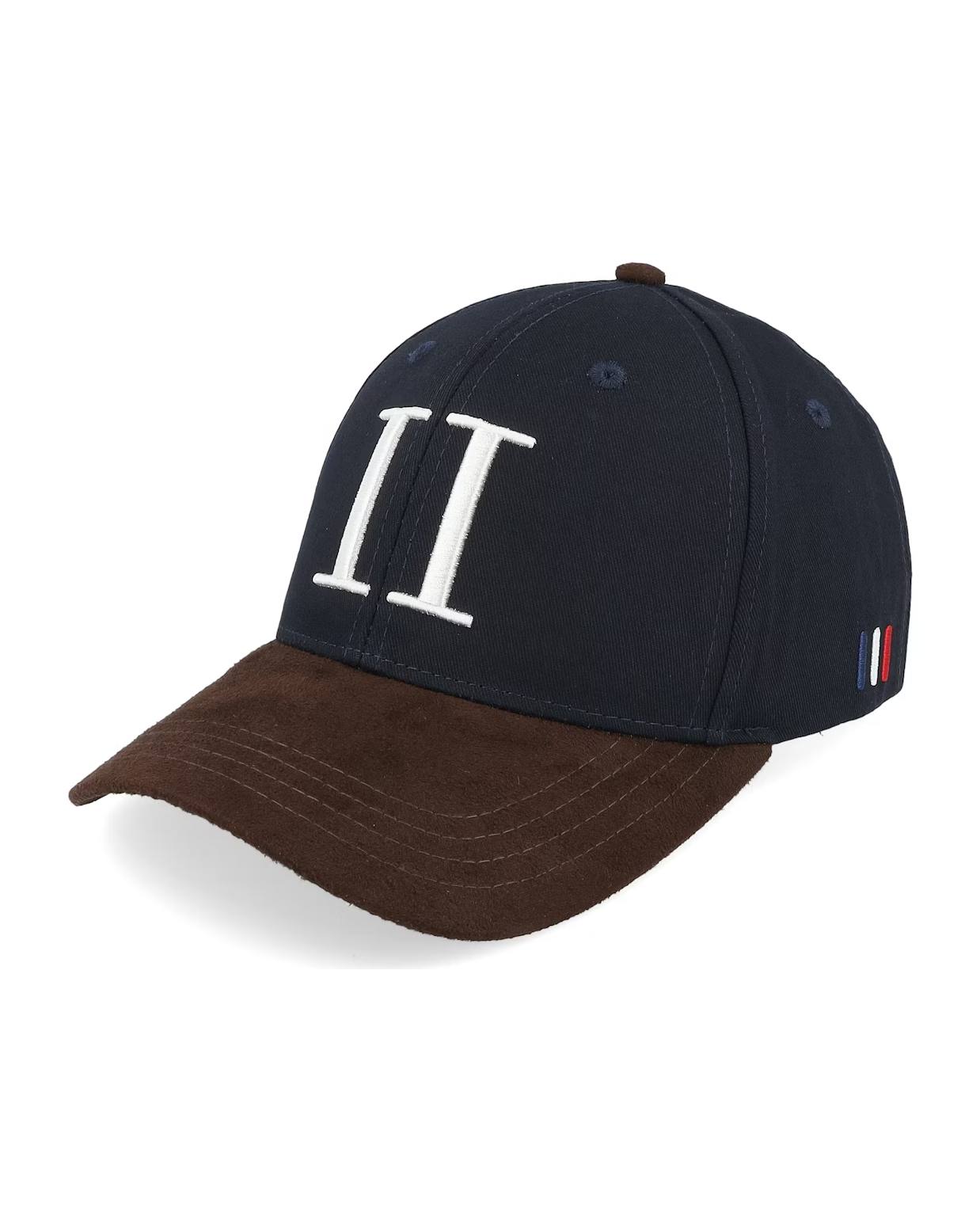 Baseball Cap Contrast Suede Keps - Dark Navy/Coffee Brown