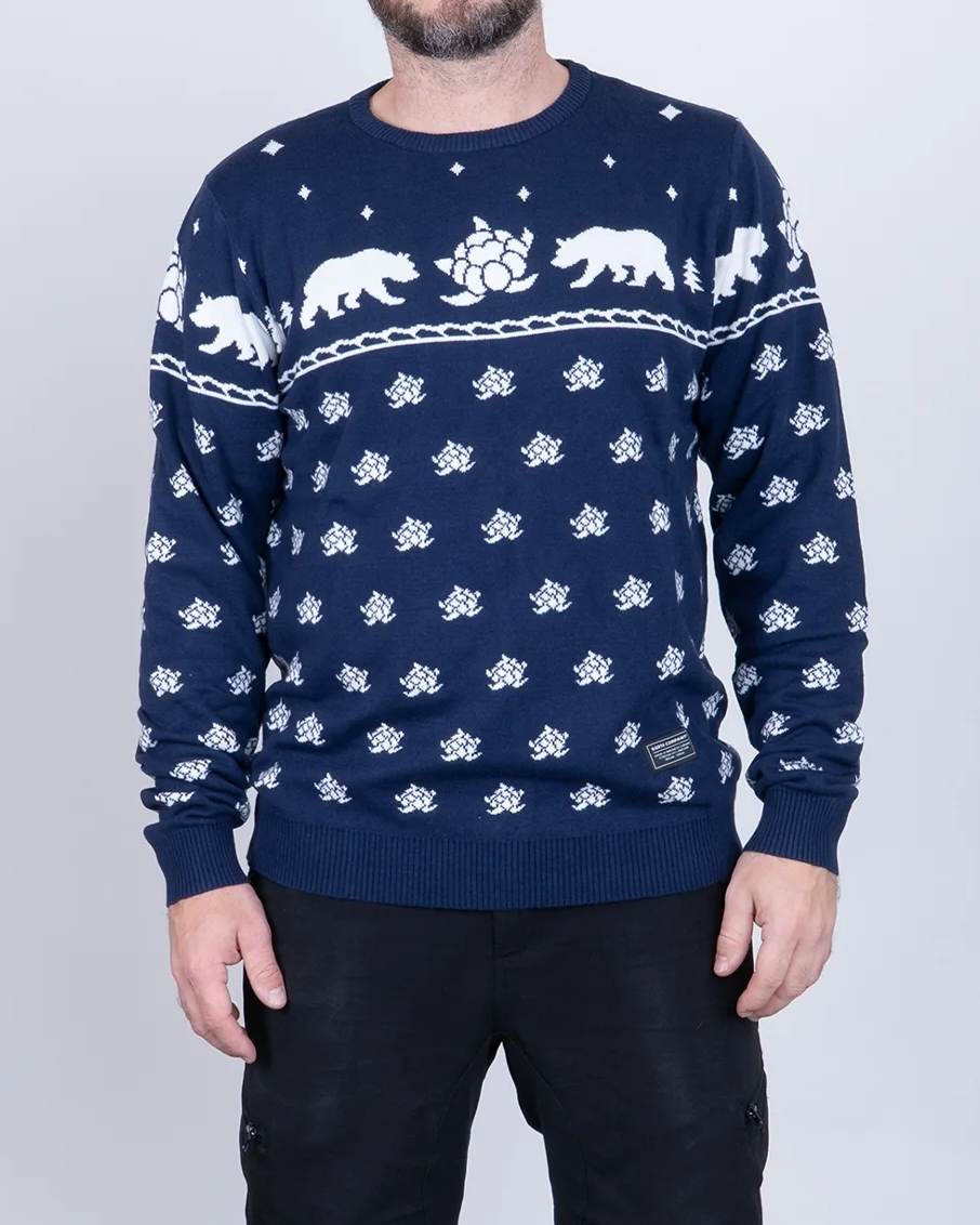 Bear Knitted Crewneck Tröja - Dark Navy
