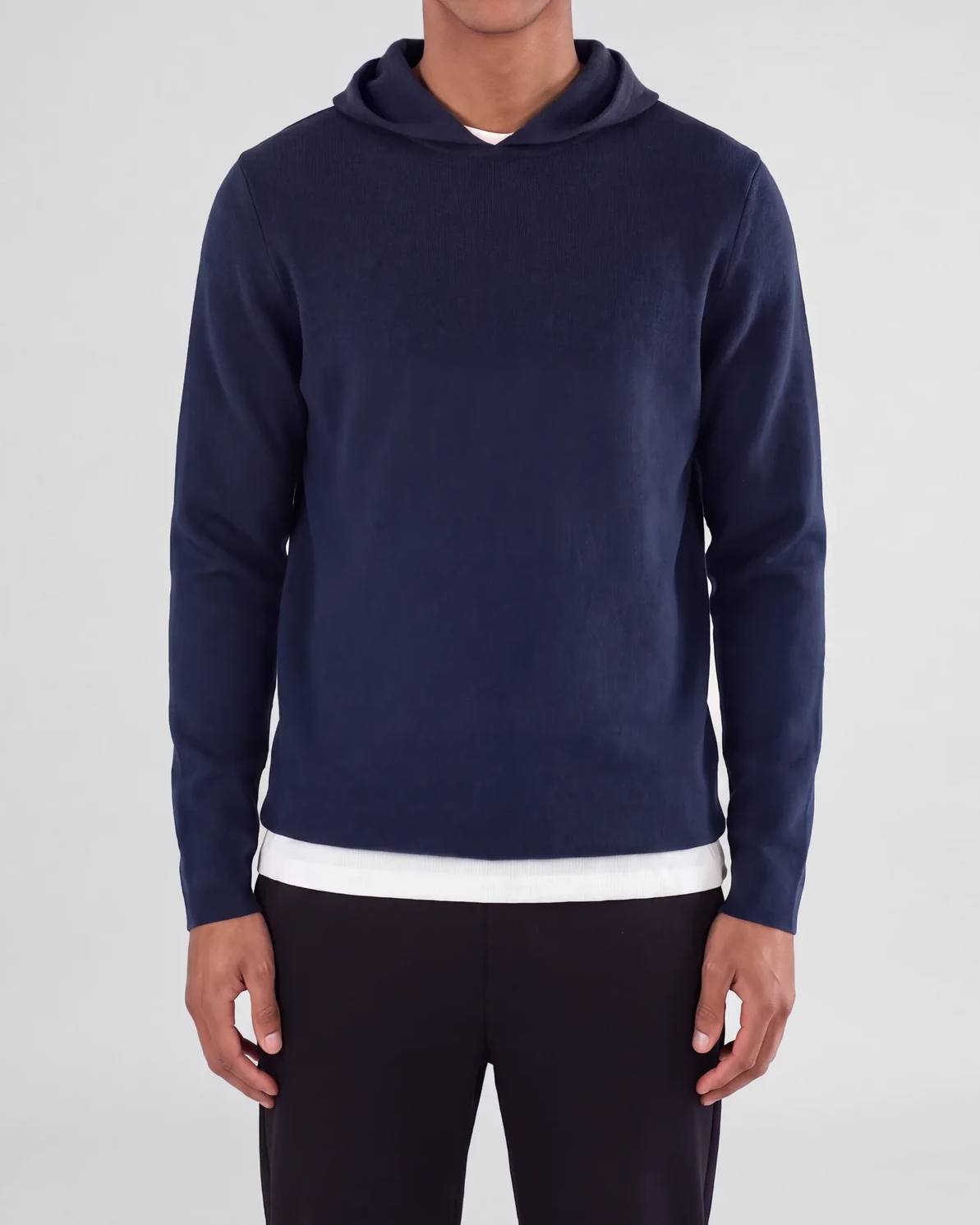 Cedric Knitted Hoodie - Midnight Ocean Blue