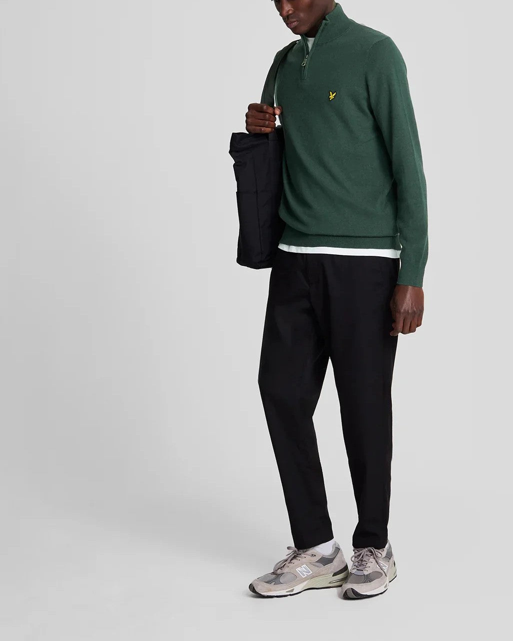 Cotton Merino Quarter Zip Tröja
