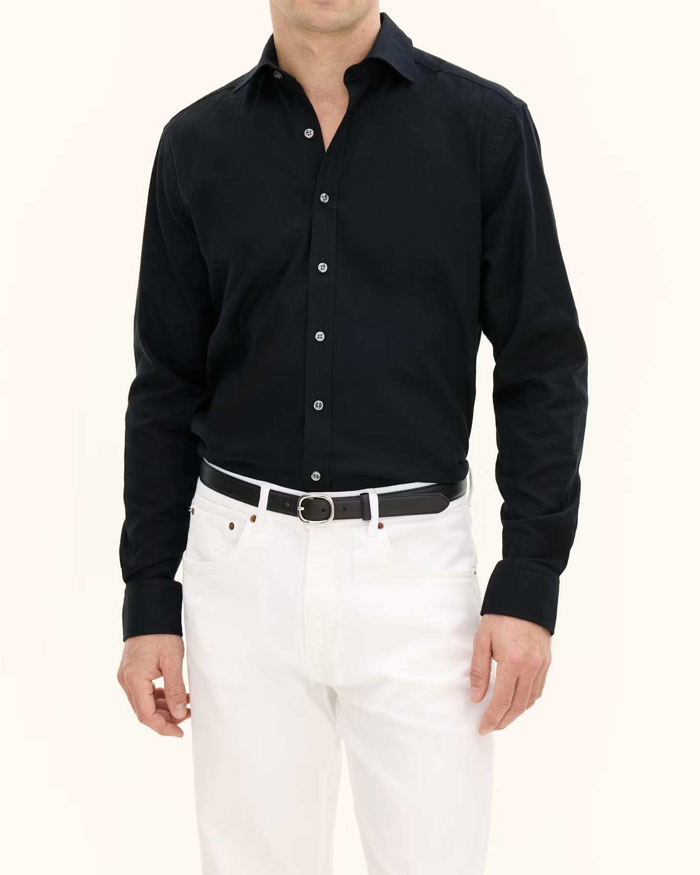 Cut Away Brushed Flannel Skjorta - Svart