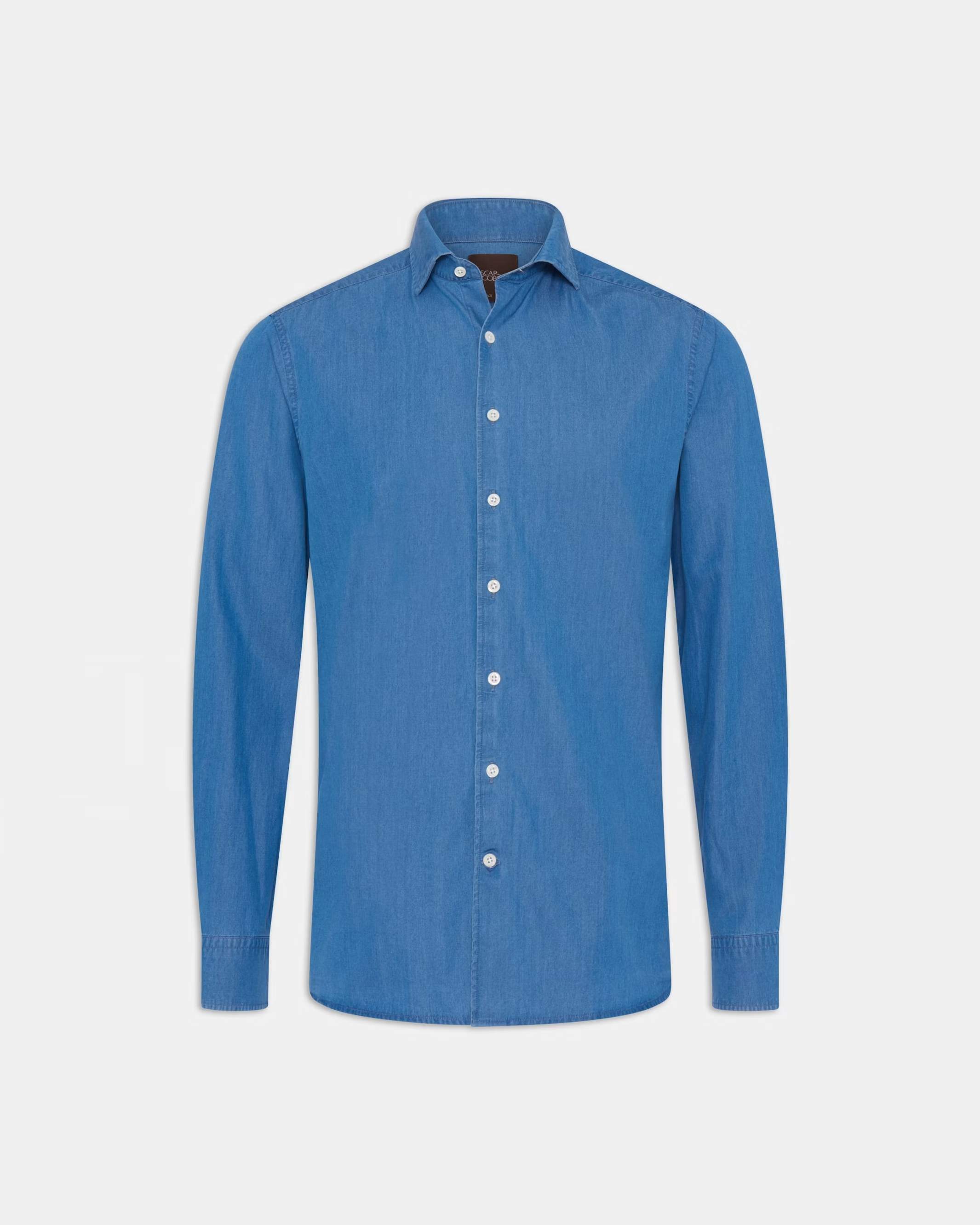 Cut Away Denim Reg Fit Skjorta - Blue