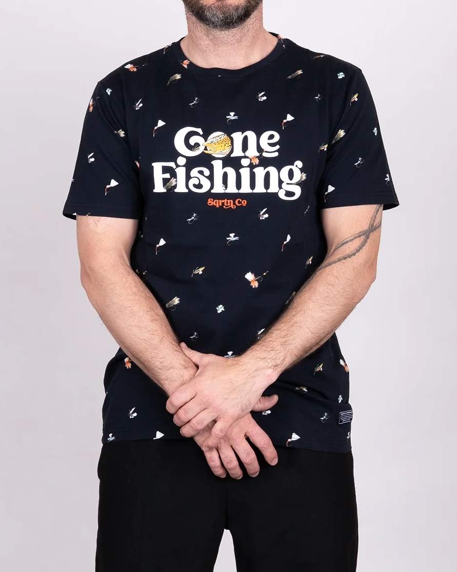 Gone Fishing Dry Fly T-Shirt - Black